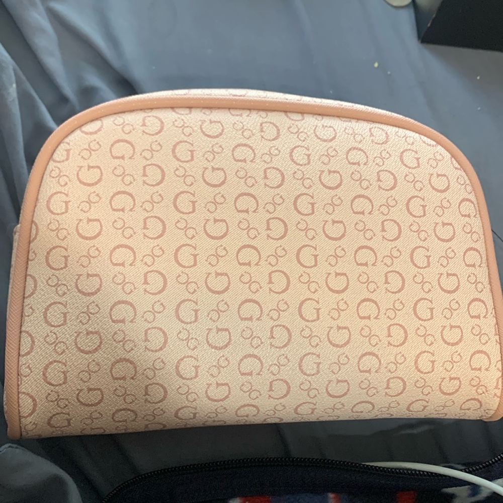 Guess Pink Dome Cosmetic Bag with Gold Zipper